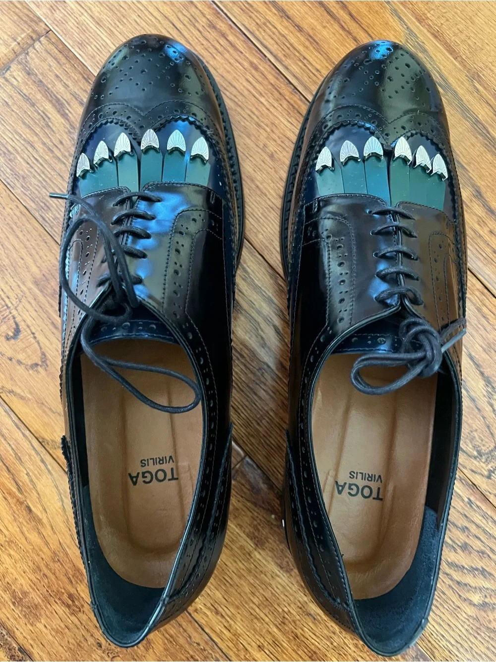 TOGA VIRILIS Men’s Shoes Polido Front Tassel Leather Brogues Size 13 (46 EU)